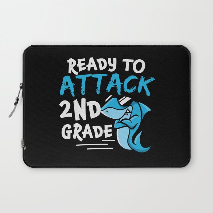Ready To Attack 2nd Grade Shark Laptop Sleeve