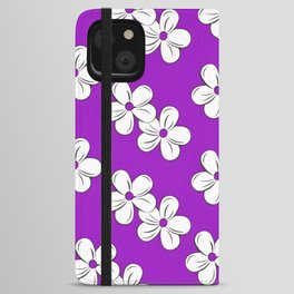 Flower Pattern On Purple Background iPhone Wallet Case