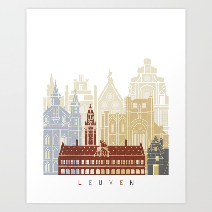 Leuven skyline poster Art Print by CrisrommerART Society6