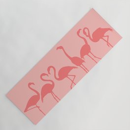 Flamingo Silhouettes Pink on Pale Pink Yoga Mat