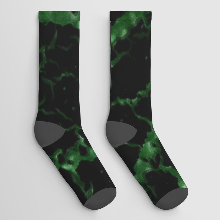 Cracked Space Lava - Glitter Green Socks