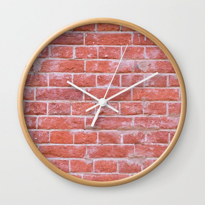 Orange and Brown grunge old brick wall abstract background texture pattern. Home or office building design Wall Clock