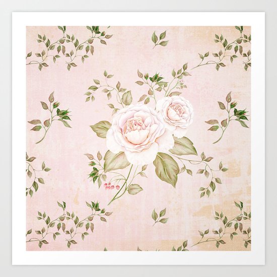Vintage & Shabby - floral roses flowers - Rose and Flower Art Print