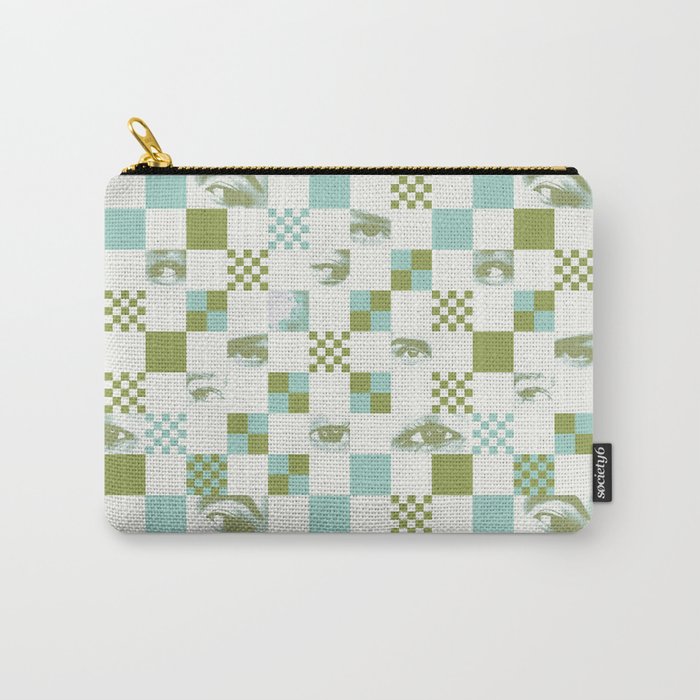 Geometric Checked Eyes Pattern Carry-All Pouch