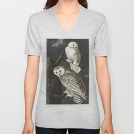 Snowy Owl from Birds of America (1827) by John James Audubon V Neck T Shirt