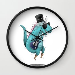 Rockstar Dino Illustr Wall Clock