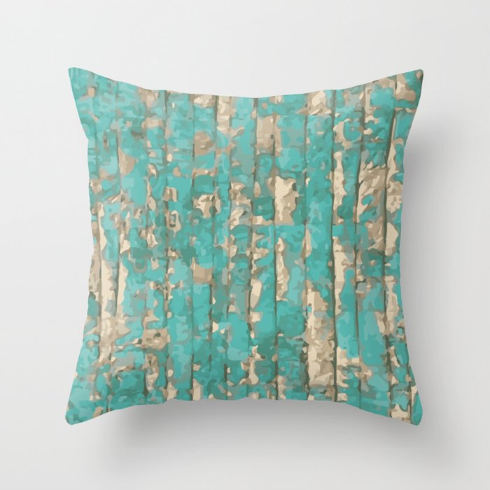 Gold and turquoise Blue abstract Throw Pillow