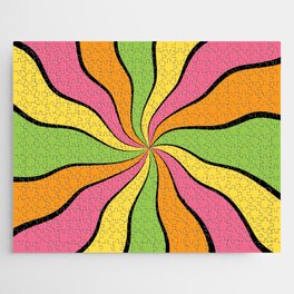 Wavy Rays (orange/pink/yellow/green) Jigsaw Puzzle