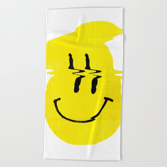 Smiley Glitch Beach Towel