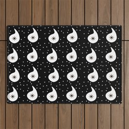 Black And White Paisley Polka Dot Pattern Outdoor Rug