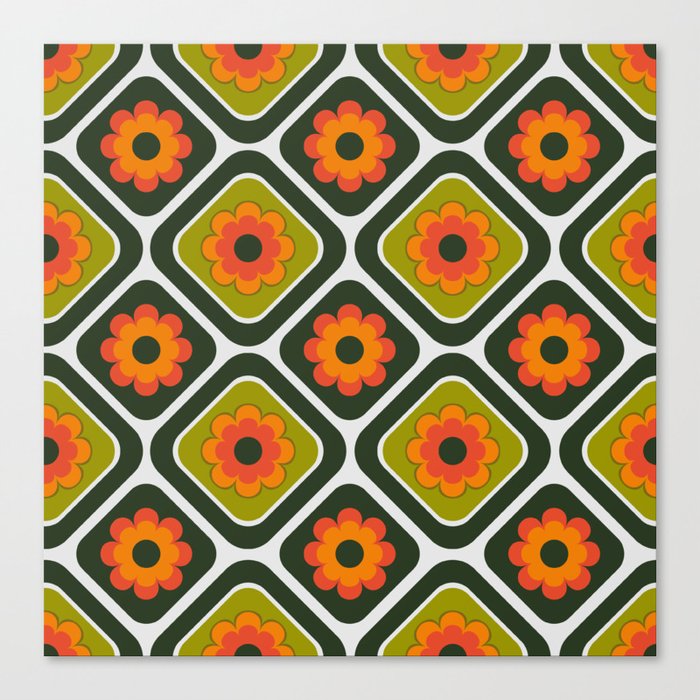 Geometric Floral Retro Canvas Print