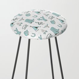 Cowboy Pattern in Mint Blue Counter Stool