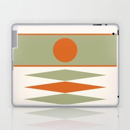 Abstract Geometric Sunrise 14 in Sage Green Orange Laptop Skin