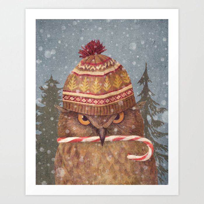 Christmas Owl Art Print