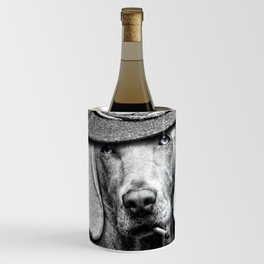 Weimaraner Tough Dog Black and White Photography Art Print PD Wine Chiller