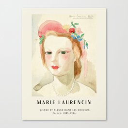 Poster-Marie Laurencin-Visage et fleurs dans les cheveux. Canvas Print