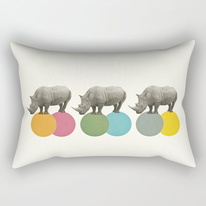 Rambling Rhinos Rectangular Pillow
