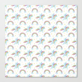Cute abstract magical pink rainbow unicorn pattern Canvas Print