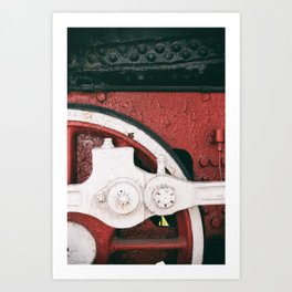 Retro steam locomotive wheels and rods. Details of mechanical parts. Art Print | Coal, Background, Gear, Black, Industrial, Heat, Classic, Photo, Heavy, Coupling 