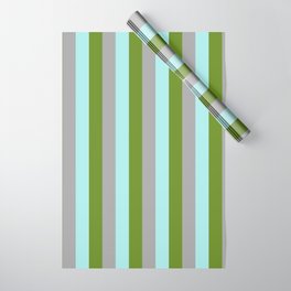 [ Thumbnail: Green, Dark Gray & Turquoise Colored Lined Pattern Wrapping Paper ]
