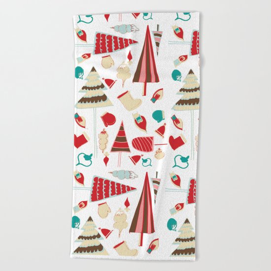 Vintage Christmas white Beach Towel