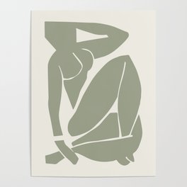 Sage Green Matisse Nude, Henri Matisse Abstract Woman Artwok, Art Decoration Poster