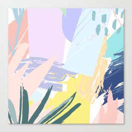 Pastel Collage Palms Canvas Print