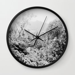 KAHANA VALLEY Wall Clock | Landscape, Paradise, Photo, Nature, Oahu, Digital, Vintage, Black and White, Hawaii, Kahanavalley 