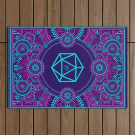 Cyberpunk Steampunk D20 Dice Tabletop RPG Gaming Outdoor Rug