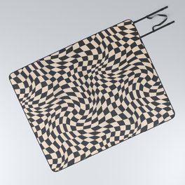 Wavy Twist Psychedelic Checkerboard Picnic Blanket