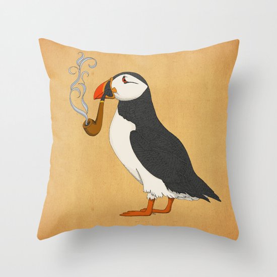 Puffin' Throw Pillow