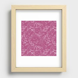 Magenta and White Toys Outline Pattern Recessed Framed Print