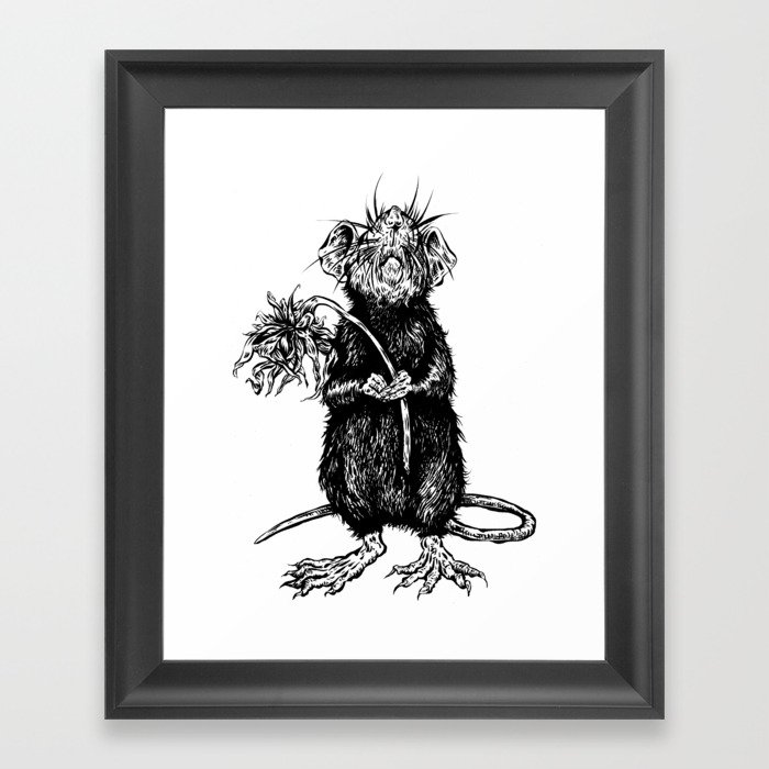 Rat with Flower #4 Framed Art Print