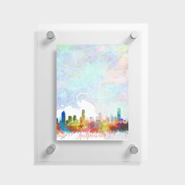 Melbourne Skyline Map Watercolor, Print by Zouzounio Art Floating Acrylic Print