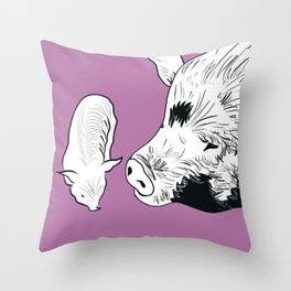 mama  and baby pigs Throw Pillow