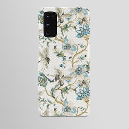 Japanese Ornate Heron Pattern Ivory Silver Blue II Android Case