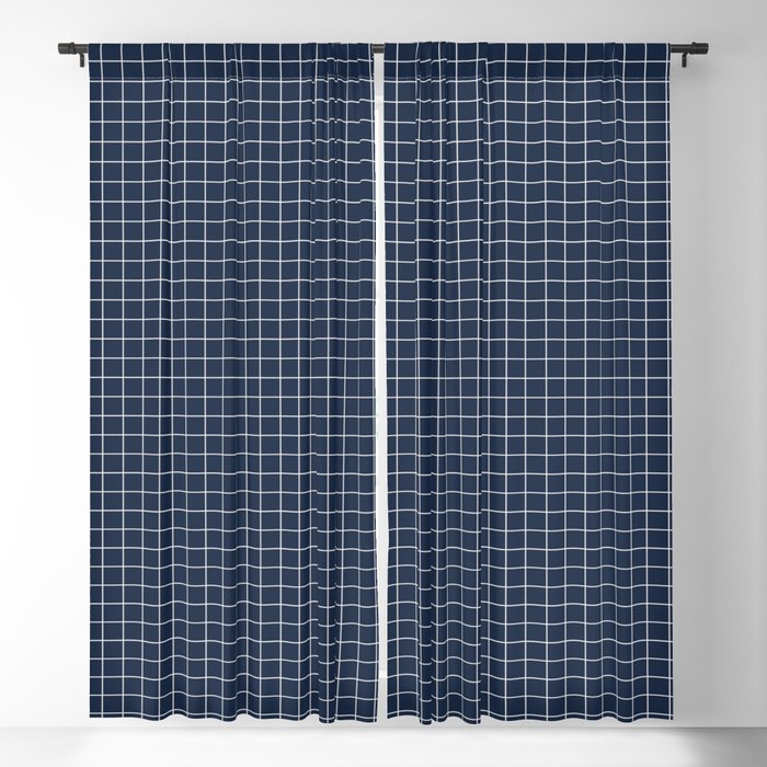 Classic Blue Grid Pattern  Blackout Curtain