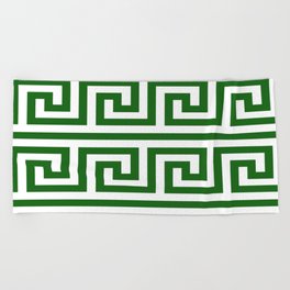 Dark Emerald Greek Key Beach Towel