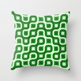 Truchet Modern Abstract Concentric Circle Pattern - Green Throw Pillow