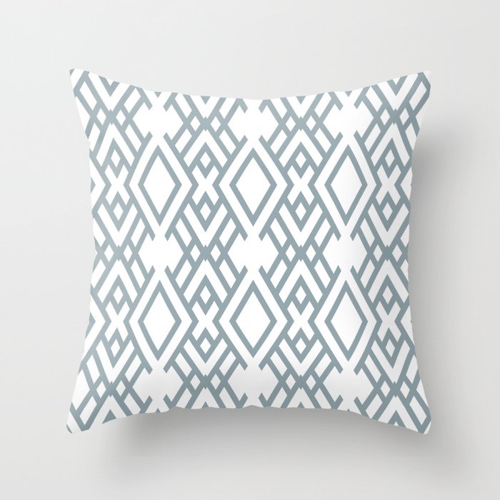 Mid-tone Blue and White Striped Art Deco Pattern - Graham and Brown 2022 Color of the Year Breathe Throw Pillow