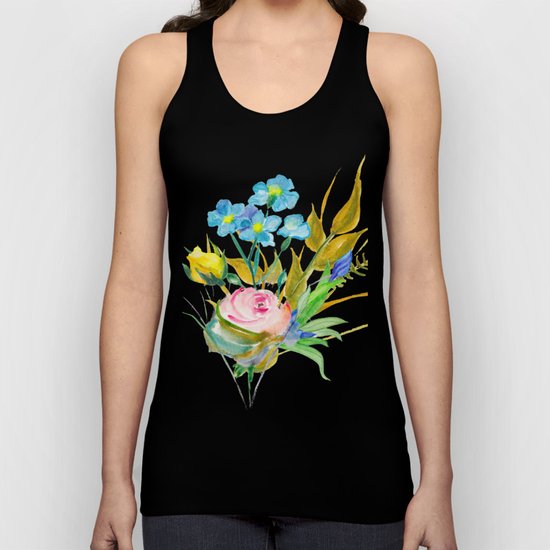 Beautiful Watercolor of Bouquet of Flowers Unisex Tank Top