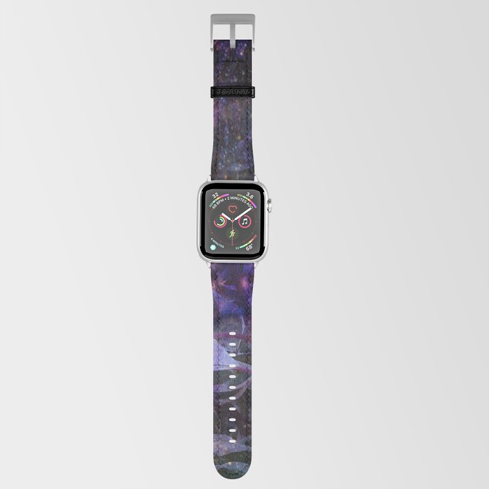 Space garden plant leaves botanic navy-purple cosmos pattern  Apple Watch Band