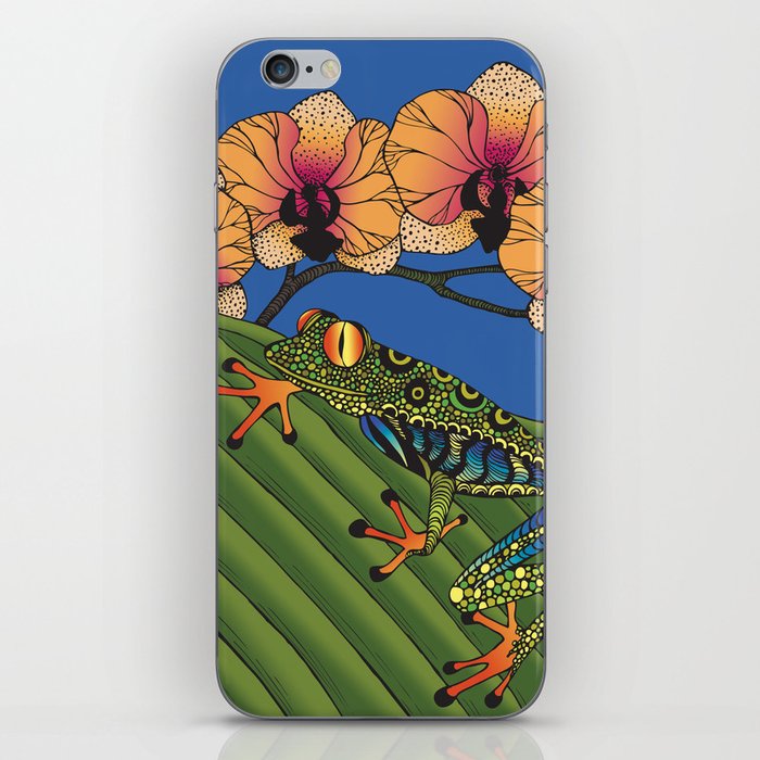 Tree Frog with Orchids iPhone Skin