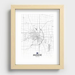 Muncie, Indiana, United States - Light City Map Recessed Framed Print