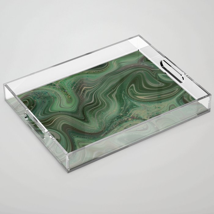 Emerald Green Crystal Swirl Acrylic Tray