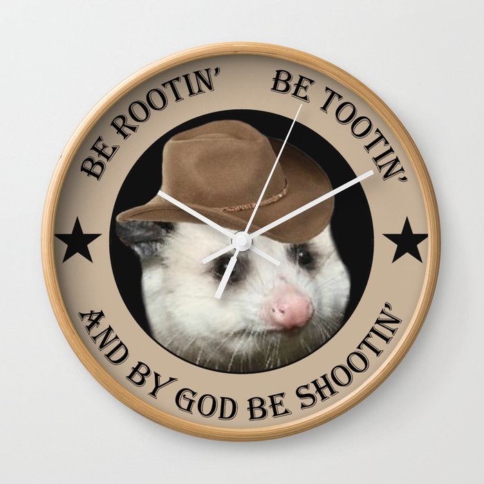 Rootin Tootin Possum Cowboy Wall Clock