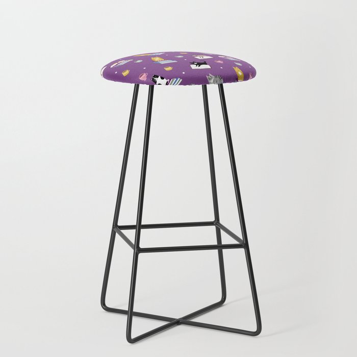 Cats, Books and Coffee on Purple 11000 Bar Stool