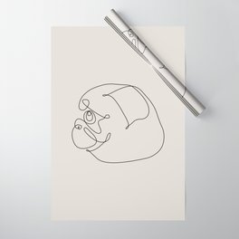 One Line Side Pug Wrapping Paper