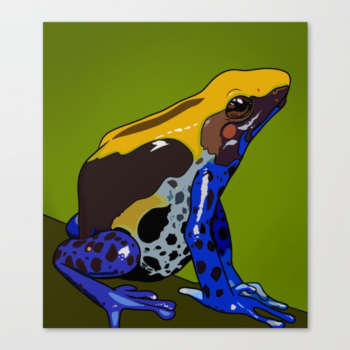 blue and yellow frog Canvas Print