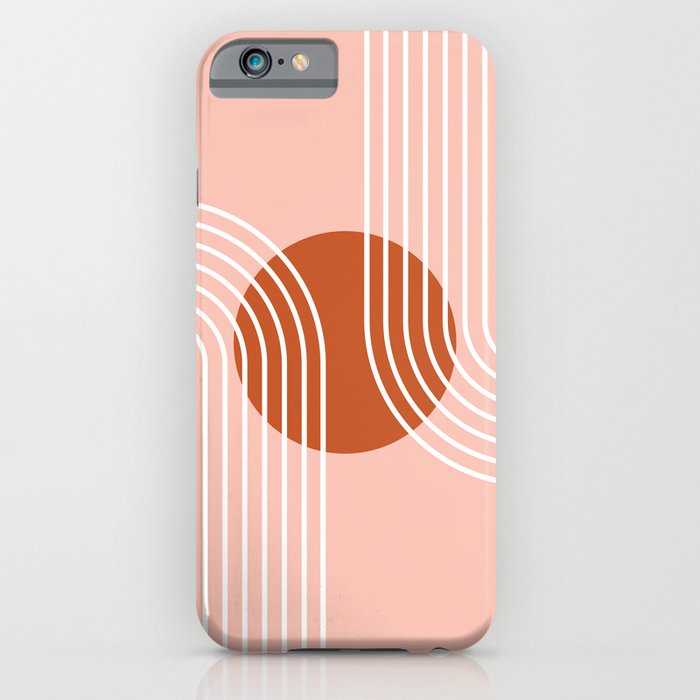 Geometric Lines in Rose Gold and Terracotta (Rainbow Moon Abstract) iPhone Case